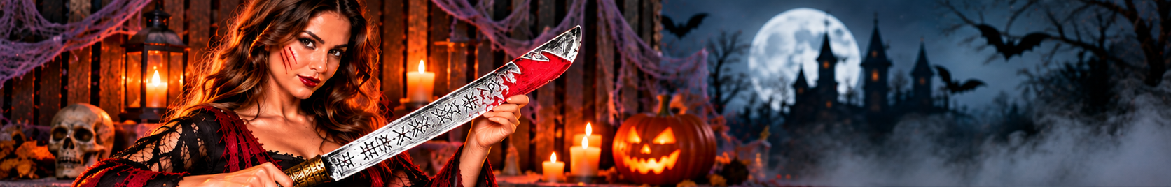 Blutige Halloween-Machete als Kostümaccessoire für gruselige Verkleidungen